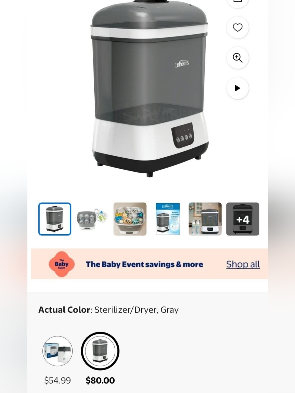 Dr. Brown's Gray Baby Bottle Sterilizer & Dryer